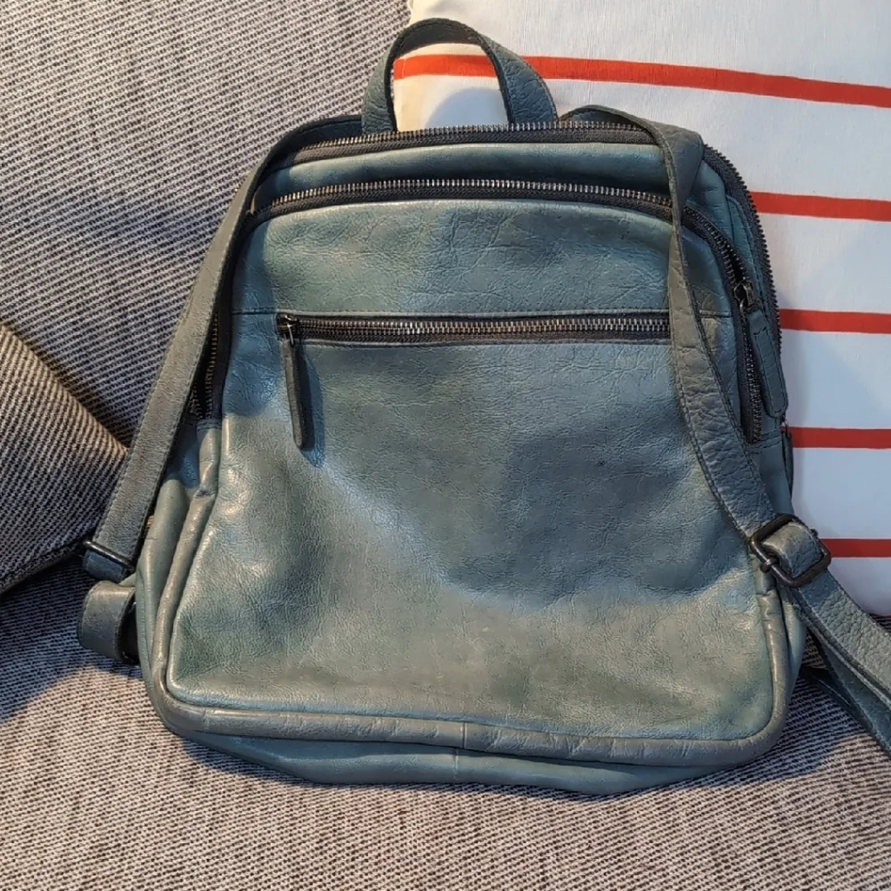 Genuine Leather Slate Color Backpack - Picture 1 of 4